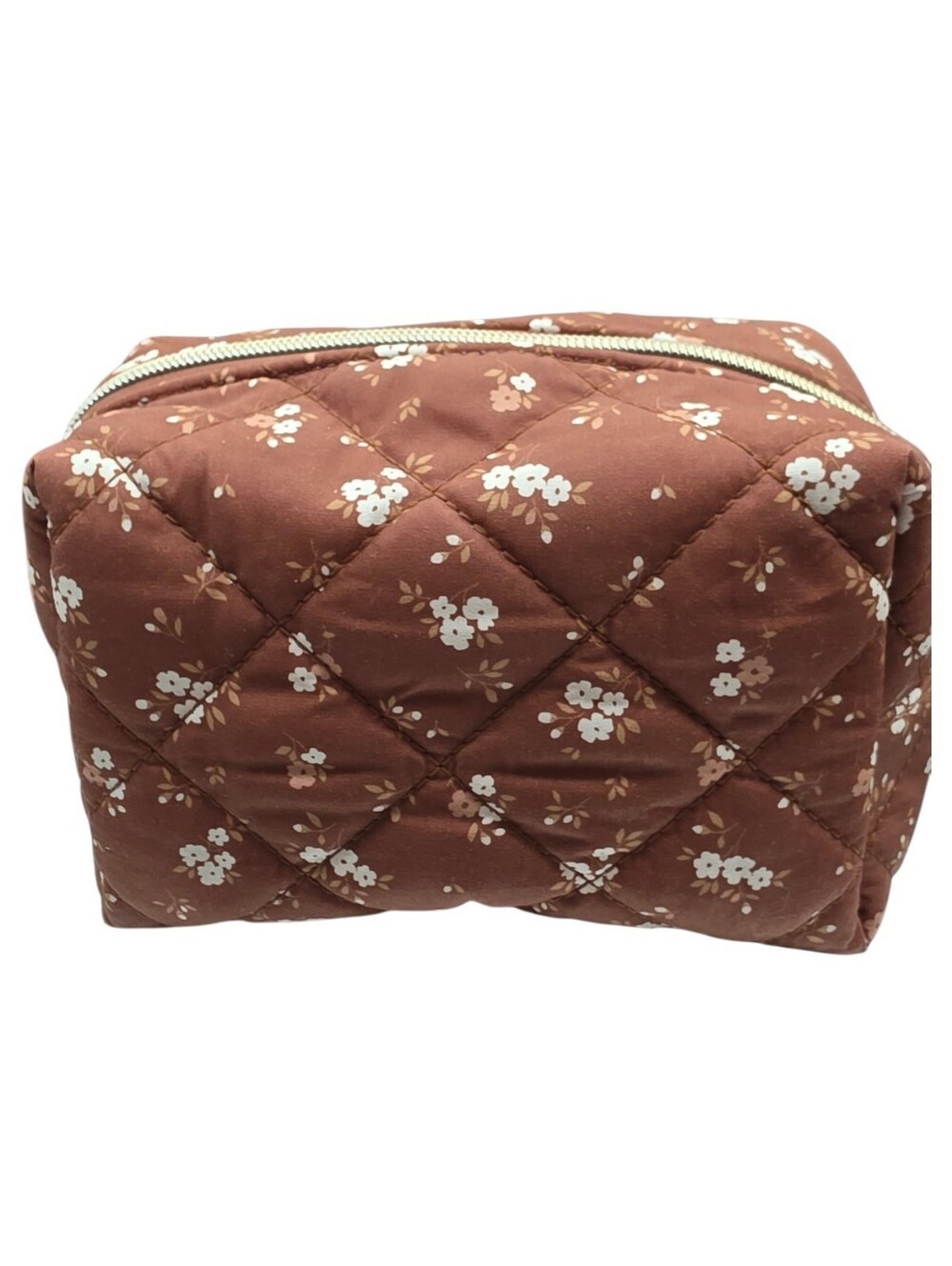 Poppy & Peonies Brown Floral Quilted Cosmetic Bag NWOT - Picture 5 of 6
